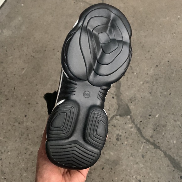 Fur Lined Thick Sole Winter High Top Sneaker in Black Faux Suede, Women’s - Picture 8 of 15